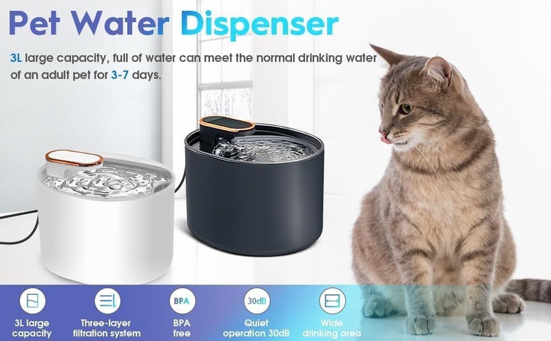 AONBOY Cat Water Fountain Blue Flower Cat Fountain Cute Small Pet Water Fountain - for Kitten&Kitty& Small Dogs - 2L - Image 3