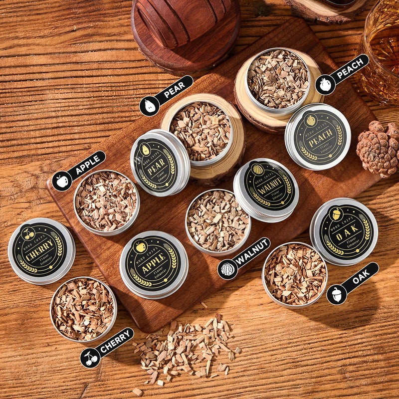 ComboJoy Whiskey Smoker Kit with Torch - 6 Flavors Wood Chips, 2 Glasses, 2 Ice Ball Molds - Cocktail Smoker Infuser Kit, Old Fashioned Drink Smoker Kit, Birthday Bourbon Whiskey Gifts for Men,Dad(NO Butane) - Image 4