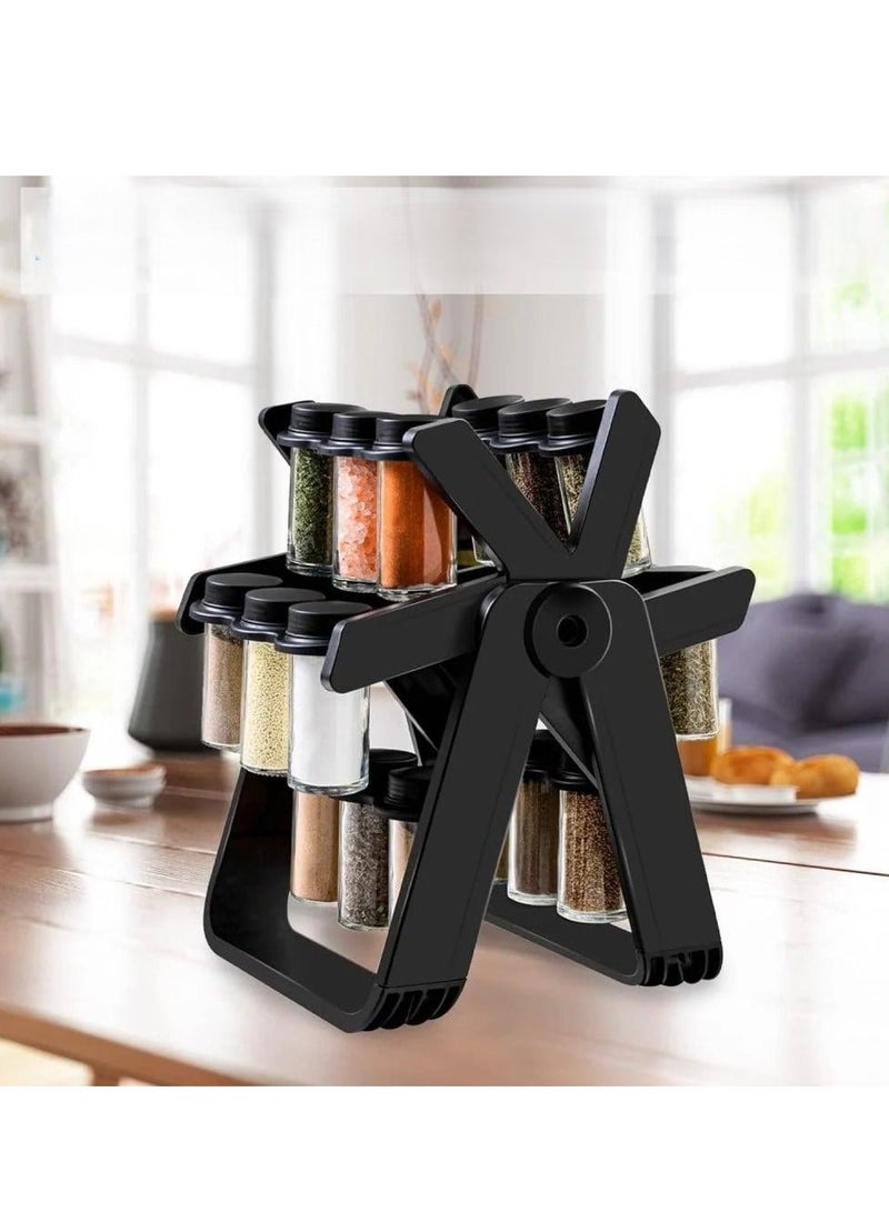 دينكس منظم رفوف التوابل الدوارة مع 18 وعاء توابل زجاجي - Image 4