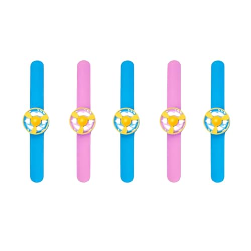Crackles Saucer Flying Indoor Outdoor Play Spinning and Flying Disc Slap Wristband Disc Launcher Slap Band with Frisbee Toys for Kids (5 Pcs) - Random Color - Image 1