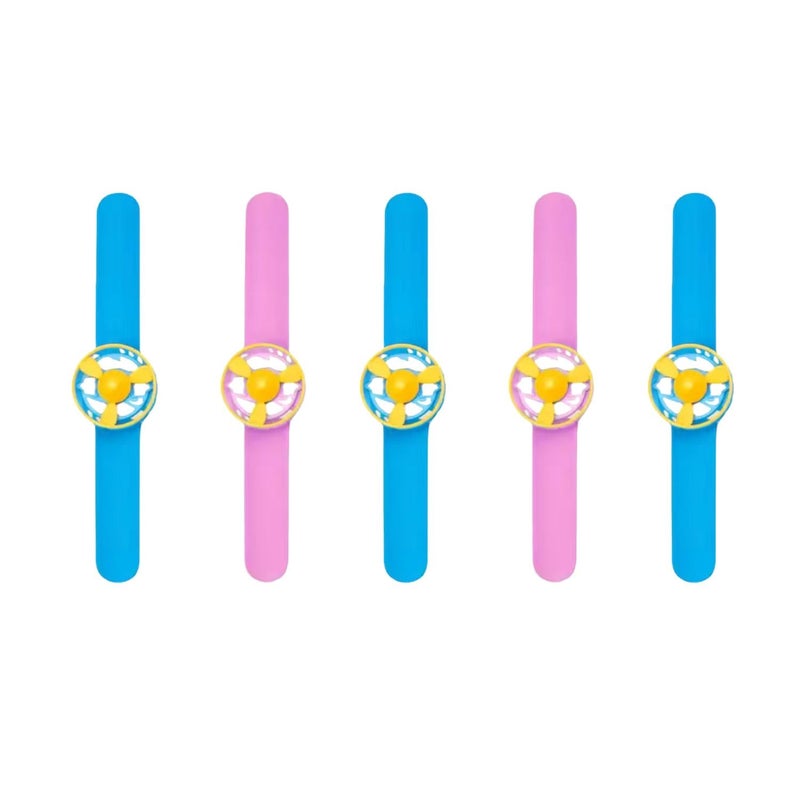 Crackles Saucer Flying Indoor Outdoor Play Spinning and Flying Disc Slap Wristband Disc Launcher Slap Band with Frisbee Toys for Kids (5 Pcs) - Random Color - Image 2