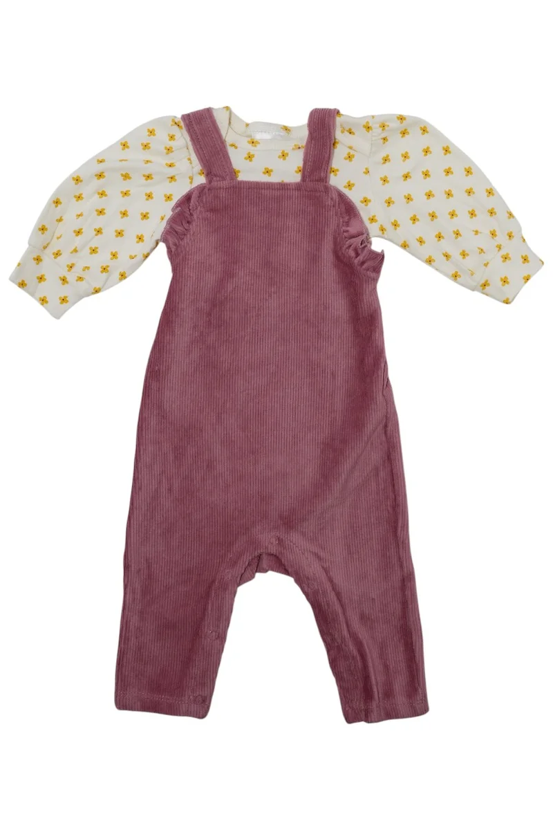 بمبىمىشى Bambimici Jumper Set Bodysuit Flower Print - Dark Pink