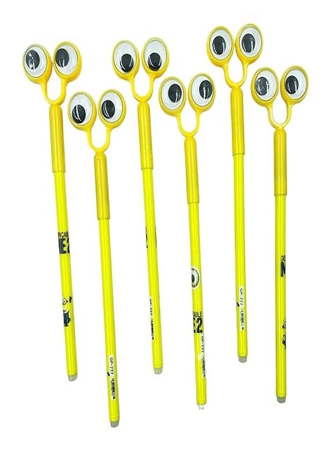 JMK CRAFTS Adorable Googly Eye Gel Pen | Funny Cartoon Design Gel Pens with Smooth Blue Ink | Cute School Stationery & Office Writing Supplies | Pack of 6