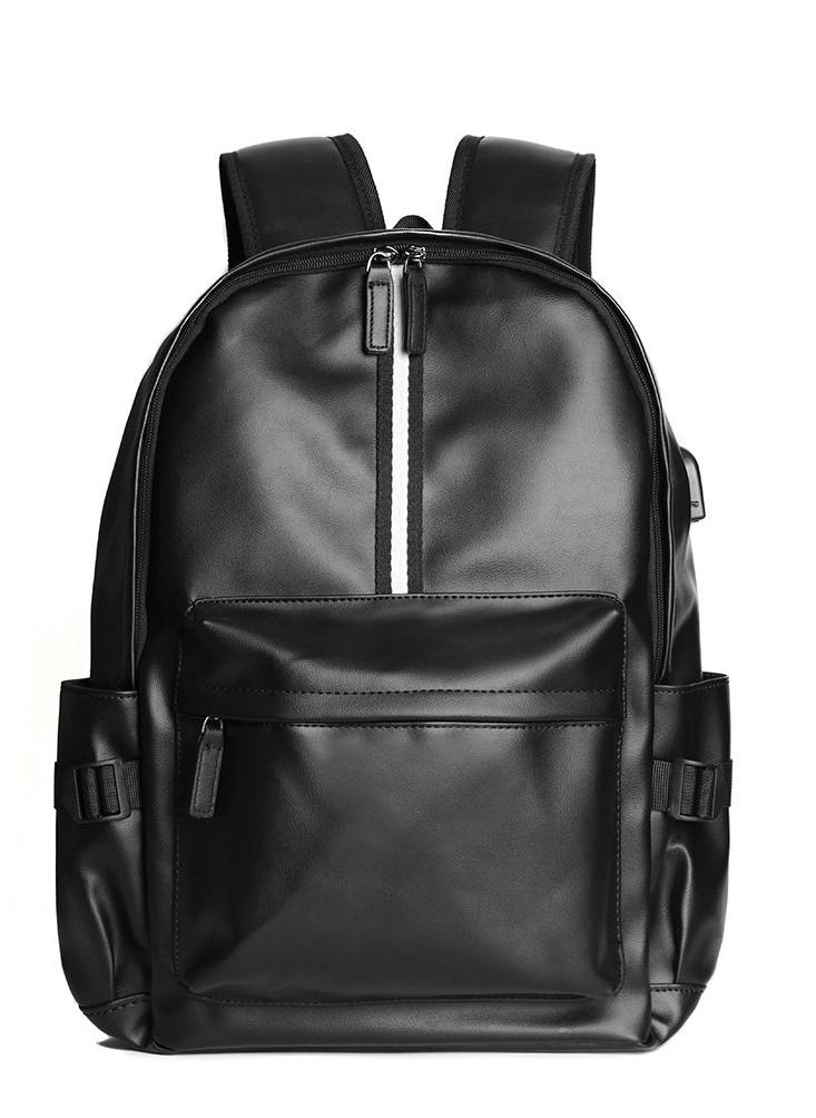 Generic - Leather Laptop Backpack for Men Women, School College Bookbag Casual Travel Daypack - Image 1