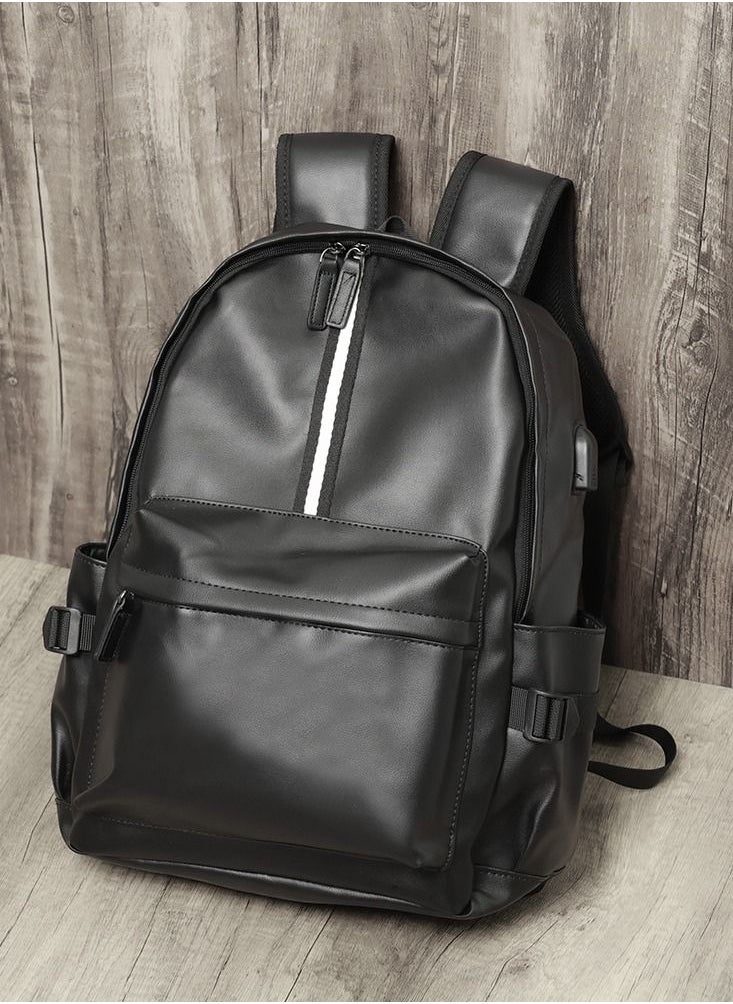 Generic - Leather Laptop Backpack for Men Women, School College Bookbag Casual Travel Daypack - Image 1