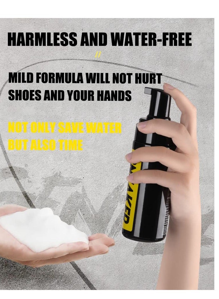 SOLARAE طقم تنظيف الأحذية، طقم تنظيف الأحذية للأحذية الرياضية، منظف رغوي خالي من الماء للأحذية الرياضية 5.3 أونصة مع فرشاة أحذية ومنشفة قماش ميكروفايبر، طقم تنظيف أحذية رياضية فاخر للسفر يعمل على معظم الأحذية - Image 3