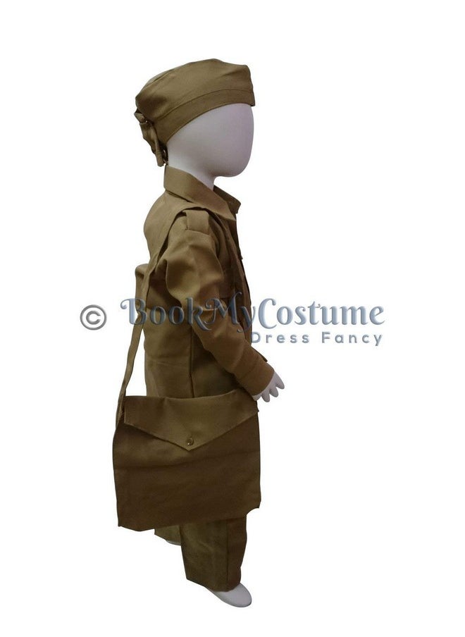 BookMyCostume BookMyCostume Indian Postman Dakiya with Classic Khaki Cap and Bag Community Helper Kids Fancy Dress Costume 3-4 years  - Image 2