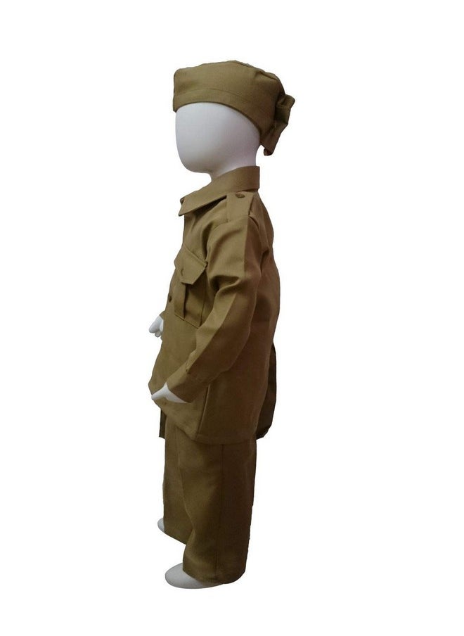 BookMyCostume BookMyCostume Indian Postman Dakiya with Classic Khaki Cap and Bag Community Helper Kids Fancy Dress Costume 3-4 years  - Image 3