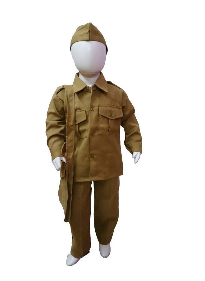 BookMyCostume BookMyCostume Indian Postman Dakiya with Classic Khaki Cap and Bag Community Helper Kids Fancy Dress Costume 3-4 years  - Image 1