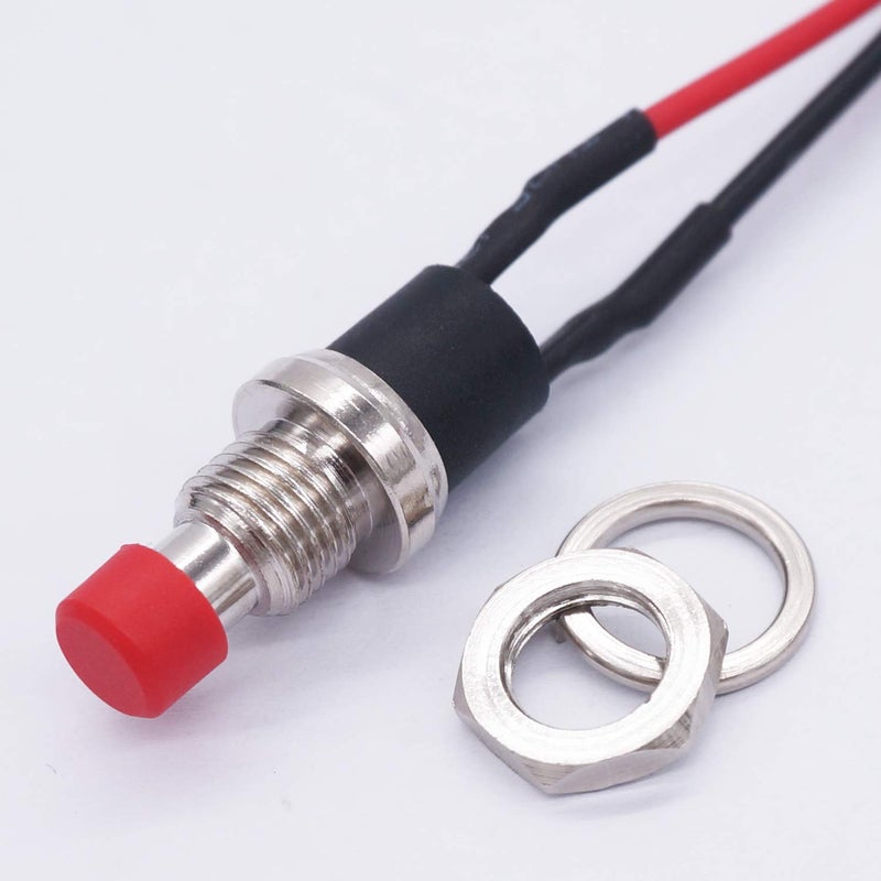 Twidec /4Pcs Latching Push Button Switch 3A 250V AC 2 Pins Self-Locking SPST ON/Off Red Mini Switch Pre-soldered Wires L-PBS-110-XR - Image 4