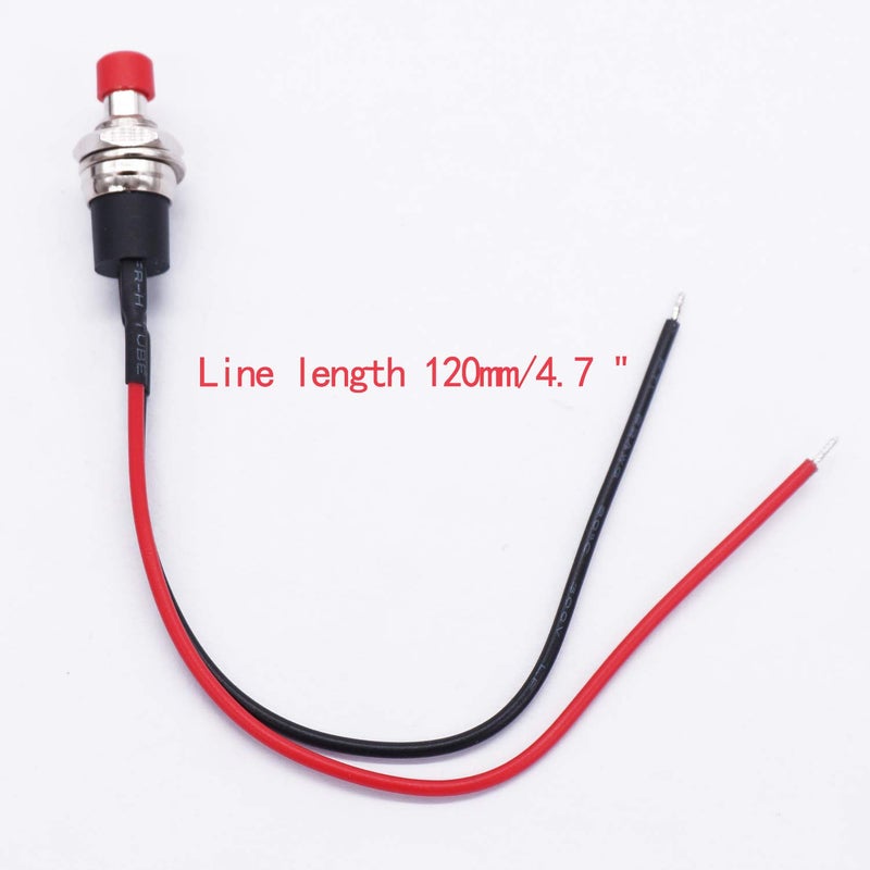 Twidec /4Pcs Latching Push Button Switch 3A 250V AC 2 Pins Self-Locking SPST ON/Off Red Mini Switch Pre-soldered Wires L-PBS-110-XR - Image 3
