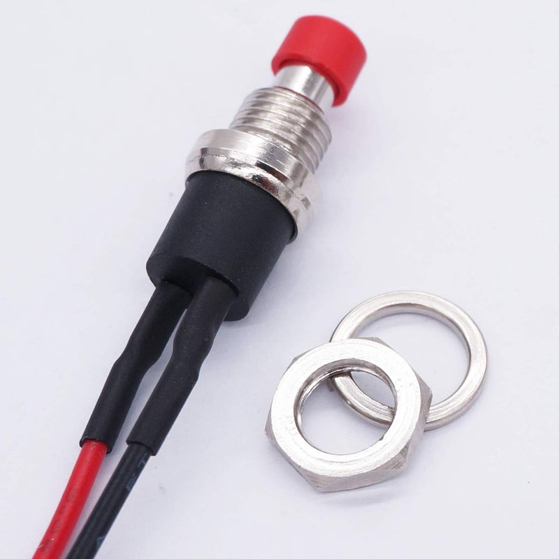 Twidec /4Pcs Latching Push Button Switch 3A 250V AC 2 Pins Self-Locking SPST ON/Off Red Mini Switch Pre-soldered Wires L-PBS-110-XR - Image 5