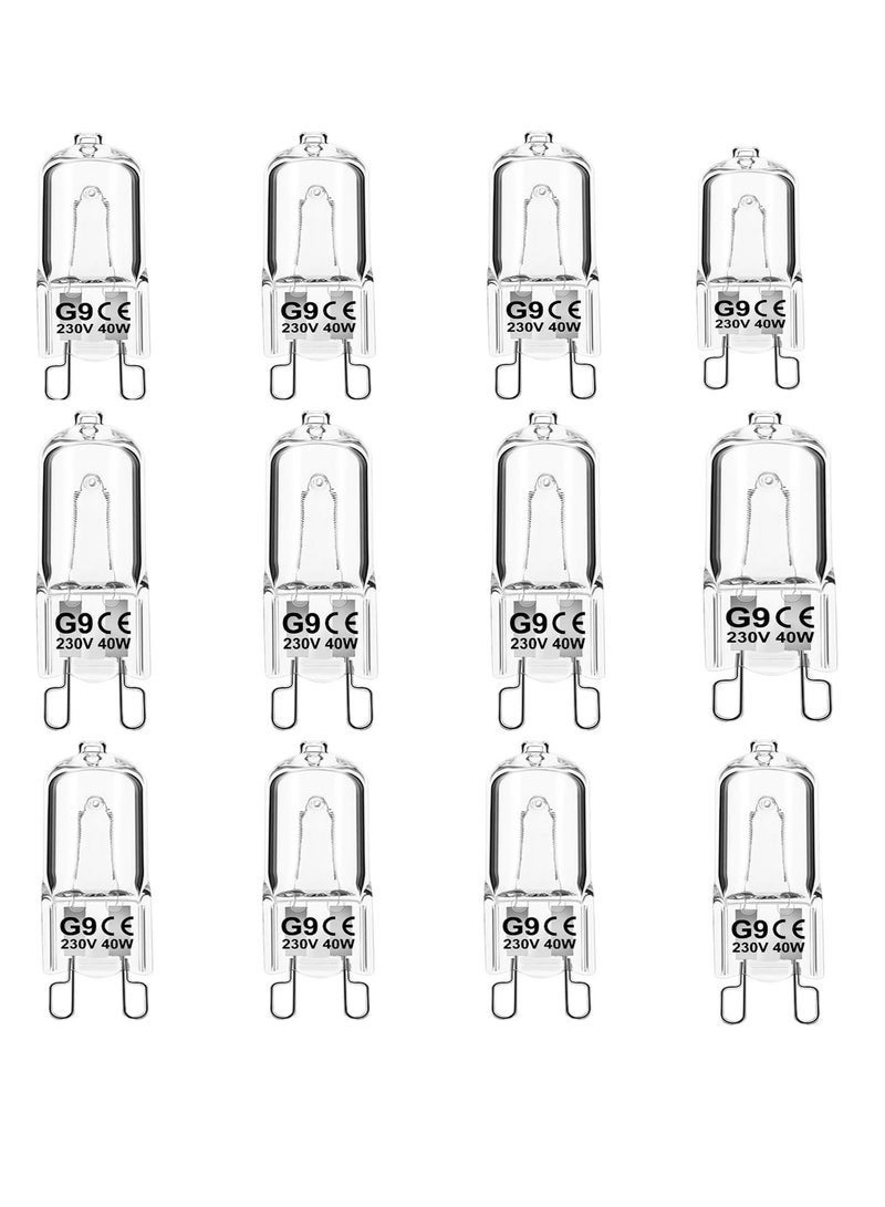 كيلا لمبات هالوجين G9، لمبات هالوجين G9 40 واط، 2700 كلفن أبيض دافئ G9 230 فولت لمبات كبسولة قابلة للتعتيم، غير متذبذبة، عبوة من 12 قطعة - Image 1