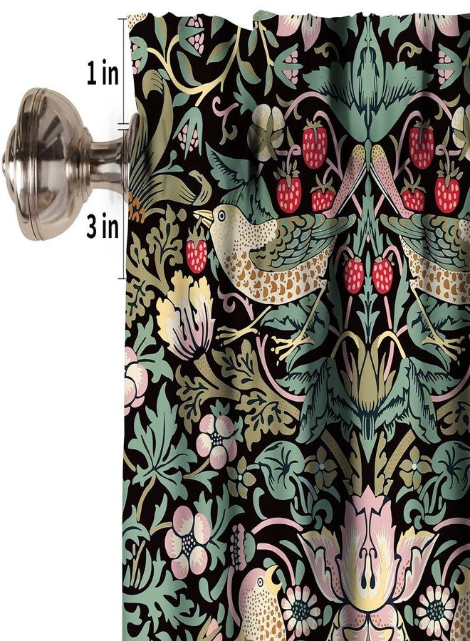YCness William Morris Kitchen Valance,Retro Flower Strawberry Thief Floral Printed Small Window Treatments for Kitchen Living Room Bathroom Cafe Decor Rod Pocket Vintage Valances 54x18 Inch, 1 Panel - Image 5