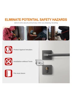 Y&D Portable Door Lock, Hotel Locks, for Doors Travel Home Security Door, Locker, Devices Rooms, Travelers Provide Safety Privacy School Apartment Dormitories College (2PCS)  - Image 3