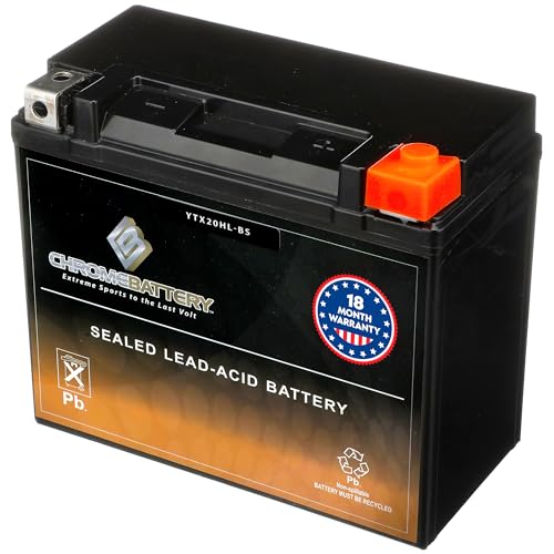 CB CHROMEBATTERY YTX20HL-BS 12 V 310 CCA AGM – Maintenance-Free 19 Ah Battery for ATV, UTV, Motorcycle, Snowmobile, Jet Ski – T3 Nut & Bolt Terminal – Fits Harley, Yamaha, Polaris & More - Image 1