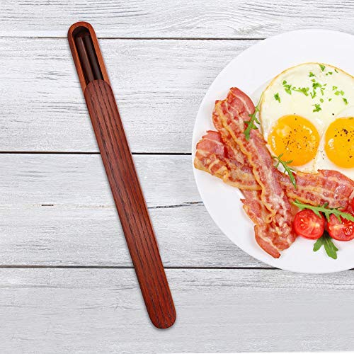 YOSOO 1Pair Portable Wooden Chopsticks,With Pull Type Chopsticks Box Case,Reusable Hard Wooden Dinnerware for Outdoor Travel 25cm/9inch(Deep Color) - Image 5