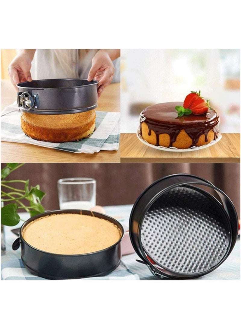 3 Pcs Springform Set Round, Heart And Square - Spring-Form Pan, Rectangle Cake Pan With Removable Bottom Leak-Proof And Quick Release Latch Bakeware Round/Heart-Shaped Spring Form Pan - Image 3