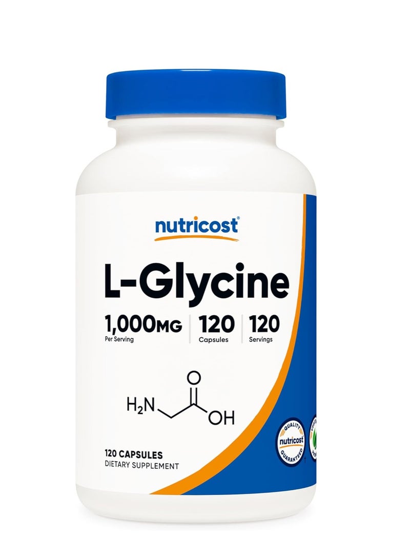 Nutricost L-Glycine Capsules 1000mg 120 Caps - Image 1