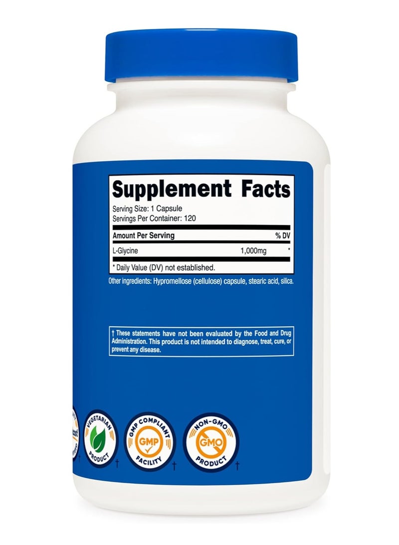 Nutricost L-Glycine Capsules 1000mg 120 Caps - Image 4