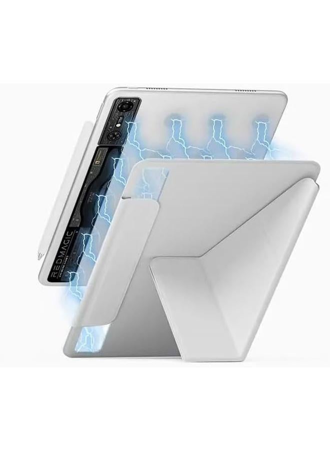 erorex Compatible With Nubia Redmagic Gaming Pad Pro 10.9 Inch (2024) Case Double Sided Magnetic Suction Clip Anti Drop Heat Dissipation Shell With Auto Sleep Wake (Gray White)  - Image 3