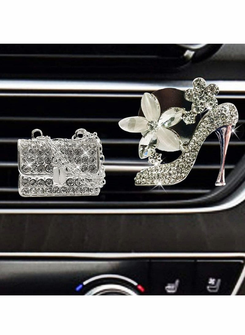 KASTWAVE Automotive Interior Crystal High Heel Shoe and Magic Bag Car Air Vent Clip Charm - Image 1