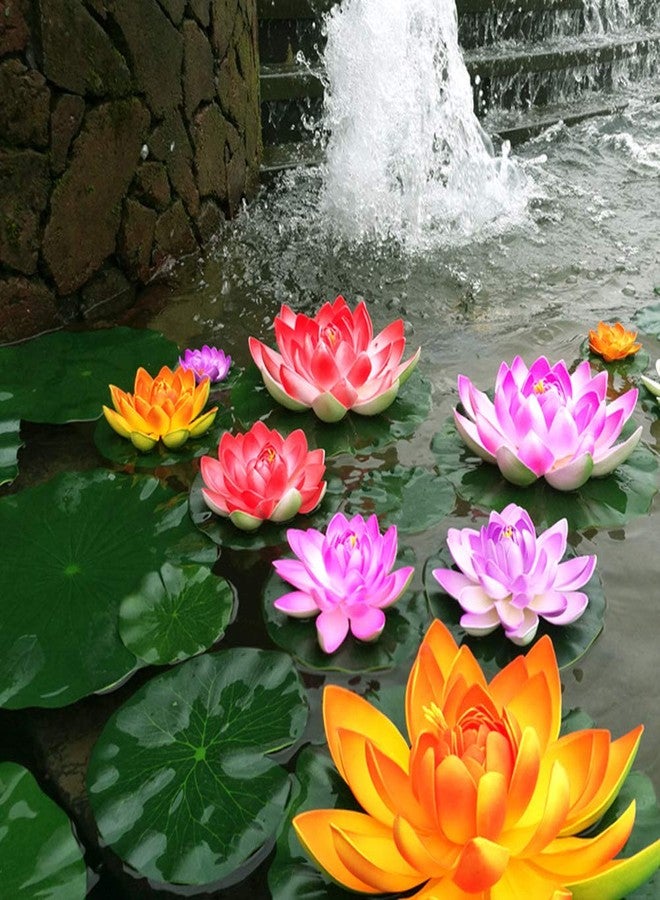 Superdream 4PCS Large Artificial Floating Lotus Flowers, Home Garden Pond Aquarium Wedding Decor (7inch) (Purple) - Image 5