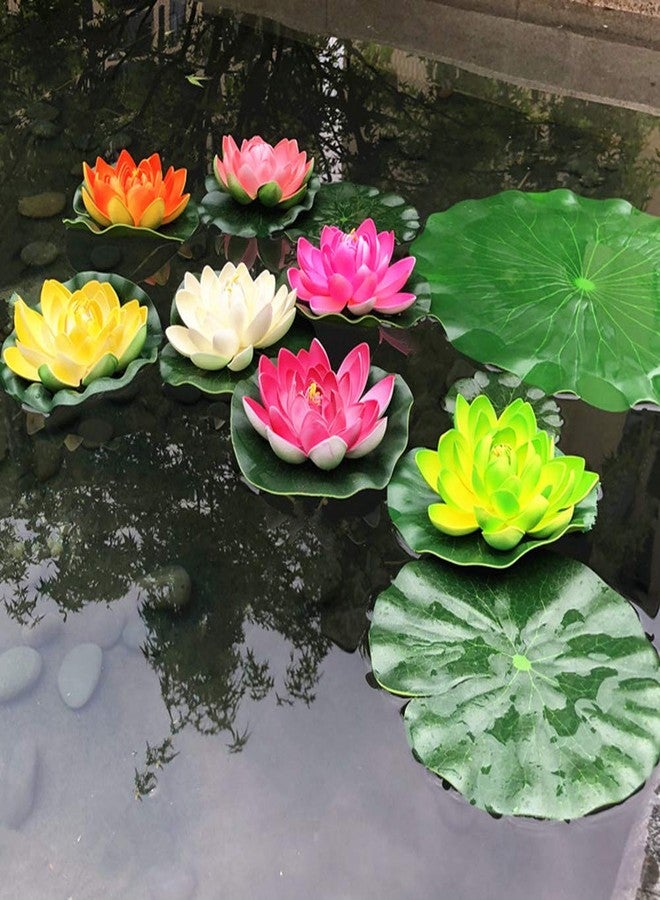 Superdream 4PCS Large Artificial Floating Lotus Flowers, Home Garden Pond Aquarium Wedding Decor (7inch) (Purple) - Image 4