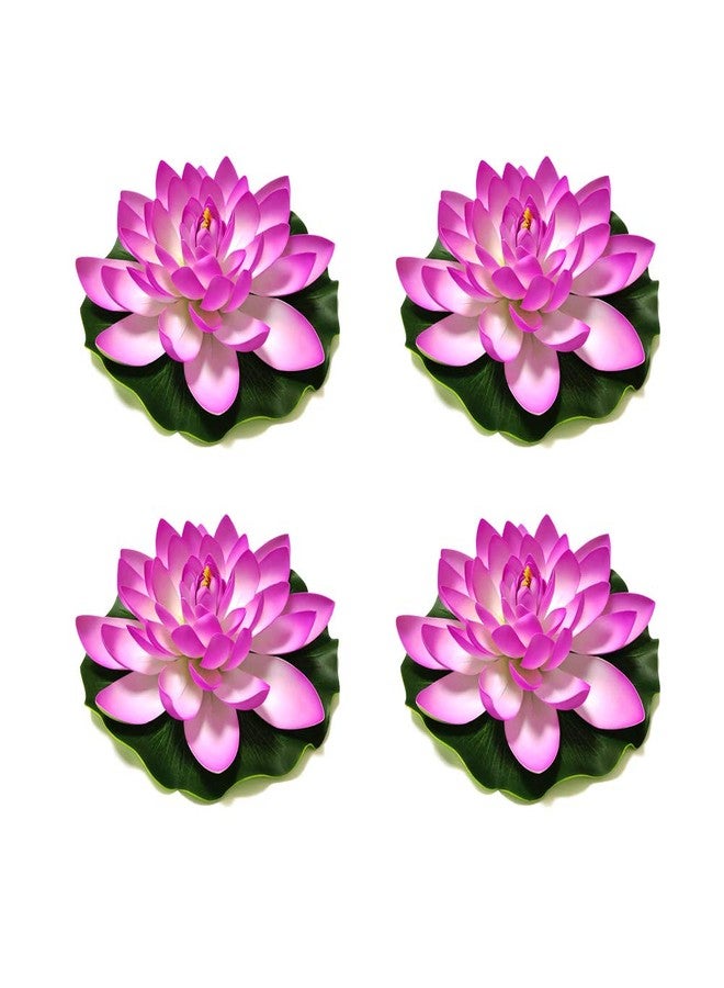 Superdream 4PCS Large Artificial Floating Lotus Flowers, Home Garden Pond Aquarium Wedding Decor (7inch) (Purple) - Image 1
