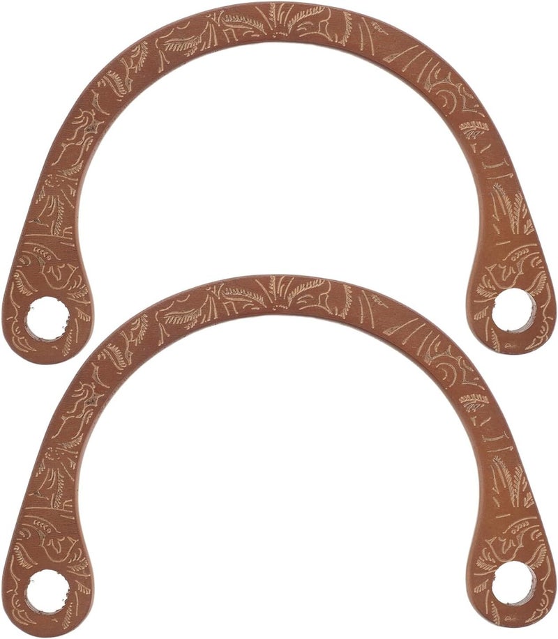 DIYEAH Wooden Purse Handles Pair for Handbag Replacement Coffee Color Handcrafted Tote Bag Handles Sturdy Accessories for DIY Crochet Straw Beach Bags - Image 1