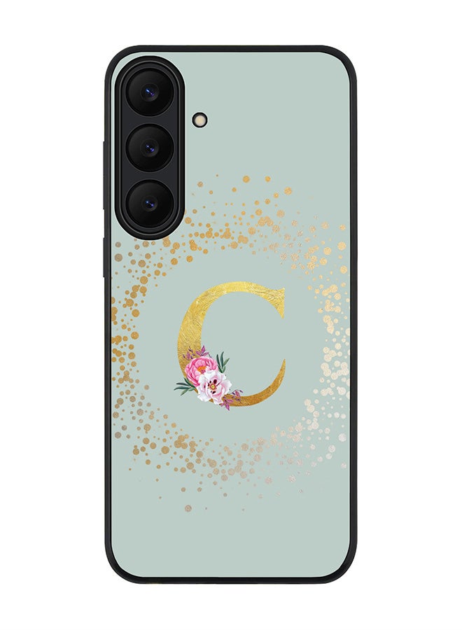 Stylizedd For Samsung Galaxy S25 FE Case,Slim fit Camera Protection, Shockproof Thin Phone cover  - Custom Monogram Floral - C  (Light Grey )