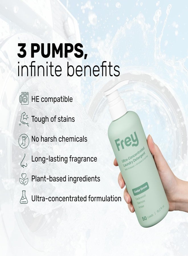 FREY Concentrated Liquid Laundry Detergent | Formulated for Sensitive Skin & HE Washers | Removes Stains Effectively | 50 Loads per Bottle (2-pack Cedar Grove) - Image 2