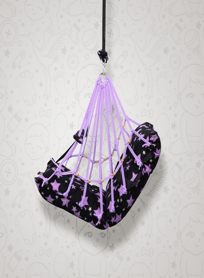 BOFFLE أرجوحة قطنية من بوفل للأطفال الرضع، قابلة للطي والغسل، من عمر سنة إلى 3 سنوات، مزودة بحزام أمان، مناسبة للمنزل والحديقة. أرجوحة للأطفال. مقاس المقعد والظهر 16 × 16 بوصة. - Image 3