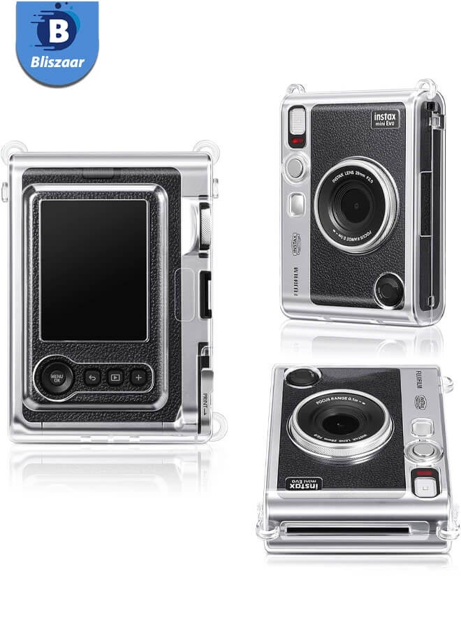 Bliszaar Protective Clear Case and 64 Pockets Photo Album for Fujifilm Instax Mini EVO Camera - Crystal Hard PVC Cover with Removable Shoulder Strap, Clear - Image 3