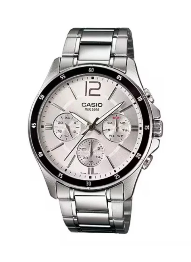 كاسيو Men's Analog Display Watch With Silver Stainless Steel Strap - MTP-1374D-7AVDF