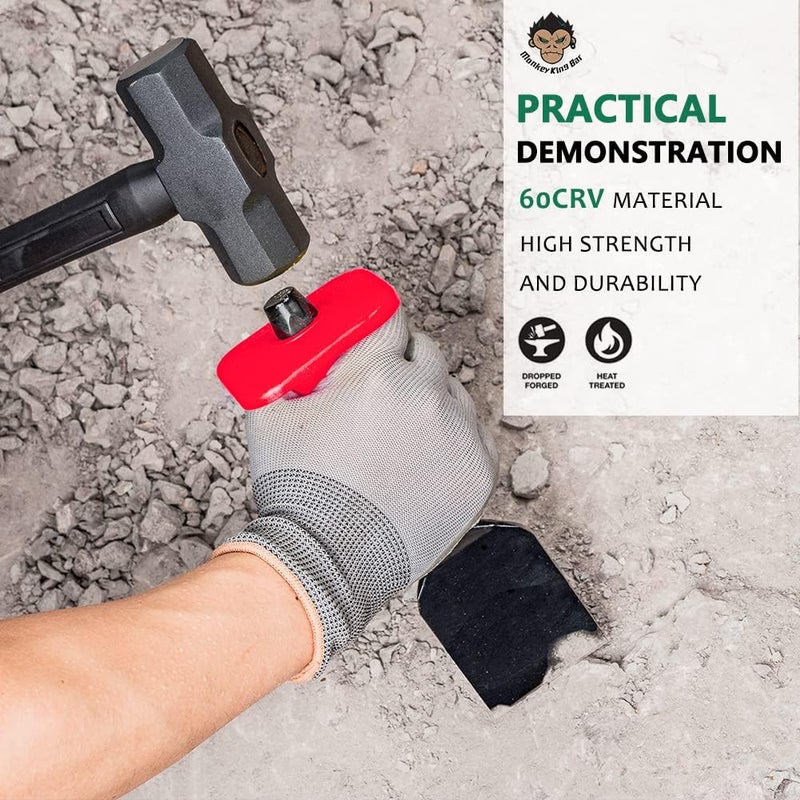 Monkey King Bar -8.9IN by 2.5IN Width Flat Masons Chisel/Demolishing/Masonry/Carving/Concrete Breaker Chisels with Hand Guard with Hand Guard - Image 4