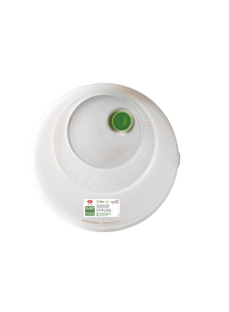 Snips Ulaop Plastic Vintage BPA Free Recyclable Dishwasher Safe Salad Spinner with Knob Lid White 4 Liter - Image 4