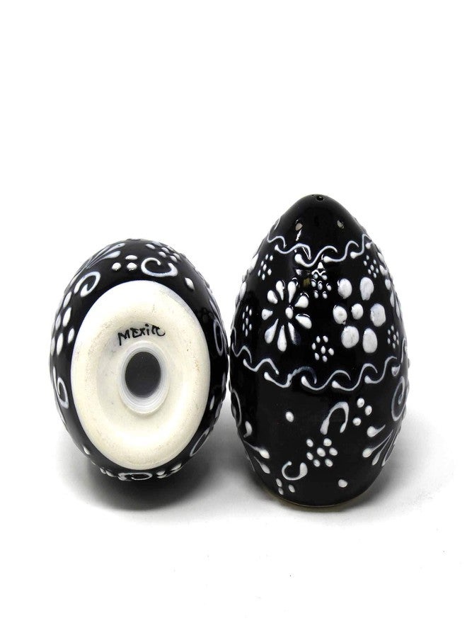 Global Crafts Encantada Handmade Hand-Painted Authentic Mexican Pottery, Salt and Pepper Shaker Set, Ink Collection, Black and White, (MC085I-K2) - Image 5