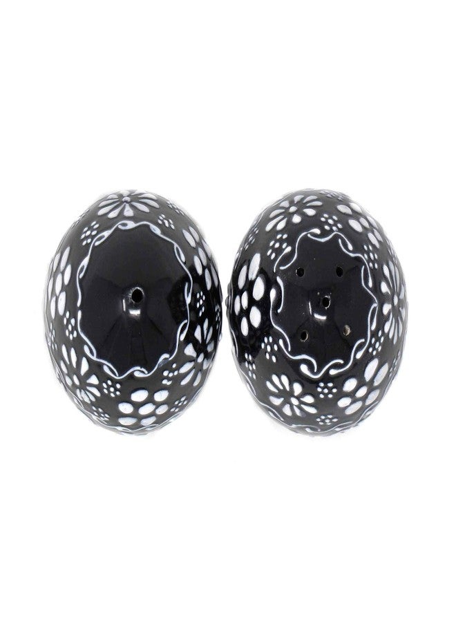 Global Crafts Encantada Handmade Hand-Painted Authentic Mexican Pottery, Salt and Pepper Shaker Set, Ink Collection, Black and White, (MC085I-K2) - Image 4