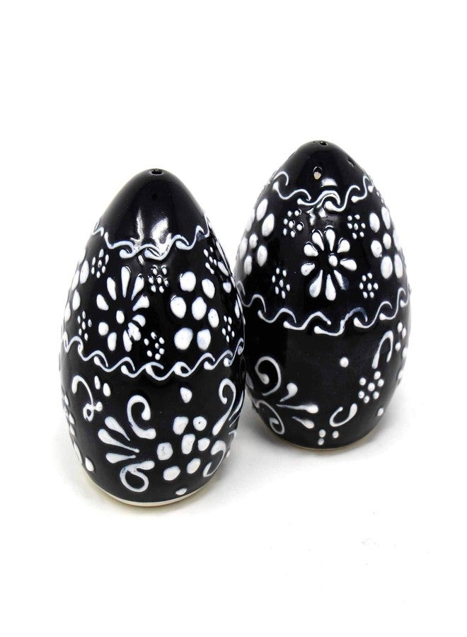 Global Crafts Encantada Handmade Hand-Painted Authentic Mexican Pottery, Salt and Pepper Shaker Set, Ink Collection, Black and White, (MC085I-K2) - Image 3
