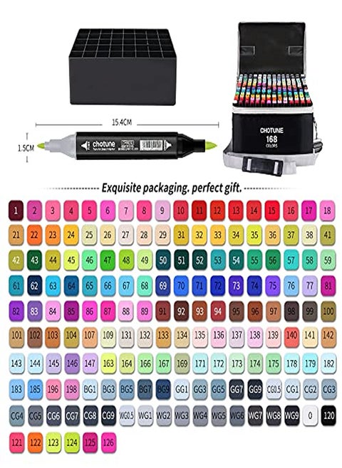 168-Color Marker Set – Permanent Markers for Art and Craft