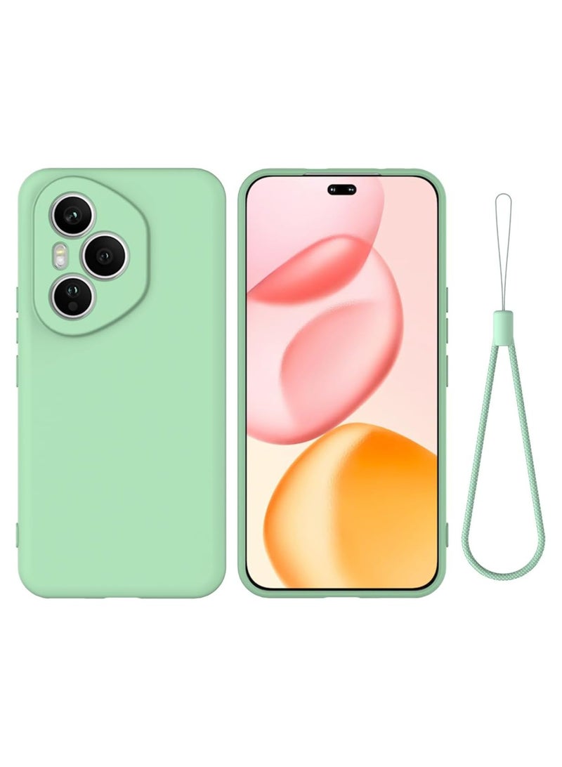 general Case Compatible Honor 400 Pro 5G Liquid Silicone Case Microfiber Lining Soft Rubber Gel TPU Shockproof Protective Back Cover with Lanyard - Image 1