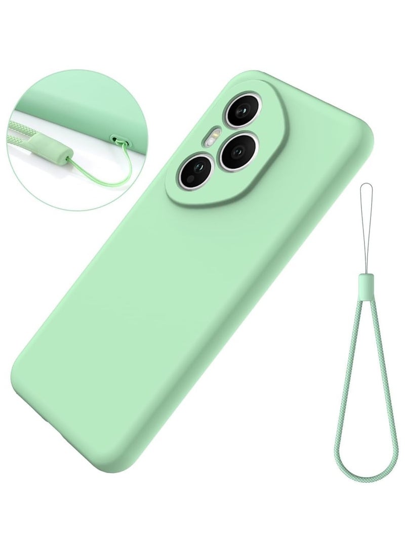 general Case Compatible Honor 400 Pro 5G Liquid Silicone Case Microfiber Lining Soft Rubber Gel TPU Shockproof Protective Back Cover with Lanyard - Image 4