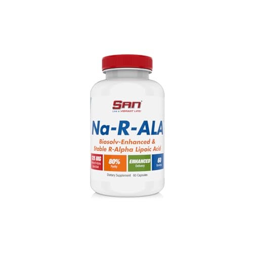 SAN’s Na-R-ALA - Stabilized R-Alpha Lipoic Acid 125mg per Serving [High Potency & Increased Absorption], 60 Capsules - Image 1