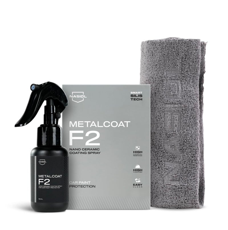 Nasiol MetalCoat F2 Hydrophobic Ceramic Coating Spray Kit for Paint Metal Rims Exterior Plastics Easy Spray Buff Application High Gloss Finish 169 oz