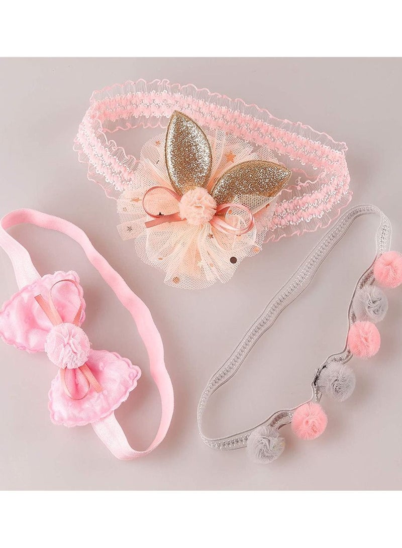 Loquat 3 Pack Baby Bow Headbands Cute Sweet Stretch for Newborn Toddlers Gift Set Souvenirs - Image 4
