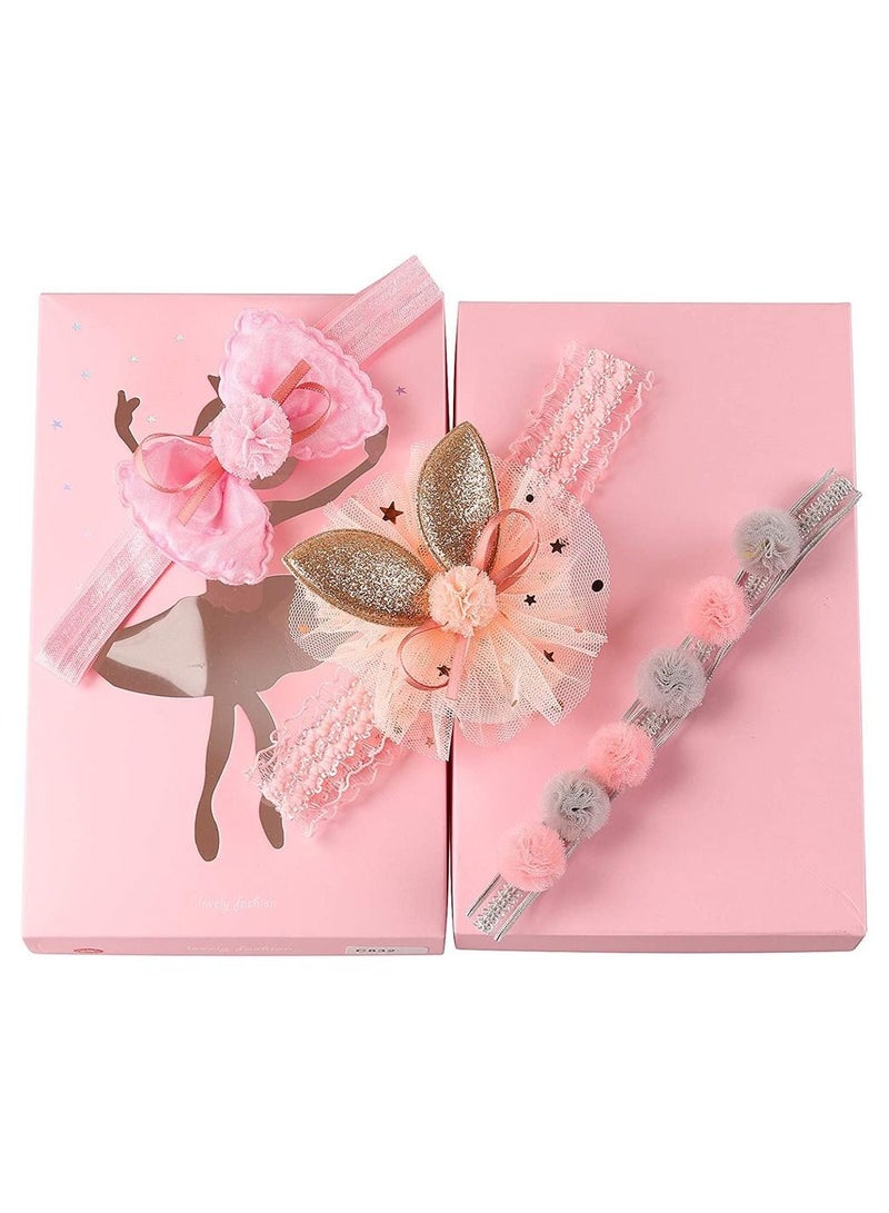 Loquat 3 Pack Baby Bow Headbands Cute Sweet Stretch for Newborn Toddlers Gift Set Souvenirs - Image 2