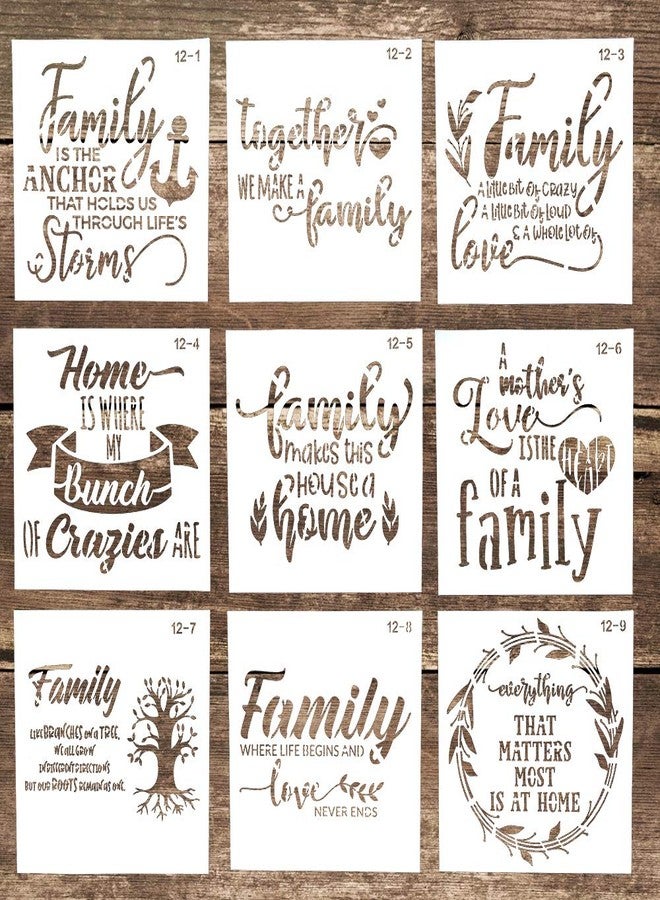SLGIFT DIY Decorative Reusable Family Letter Stencil Template for DIY Crafts Scrabooking Painting on Cake, Wood,Canvas,Floor,Wall,Tile (5.9 x 5.9 Inch), Set of 9 - Image 1