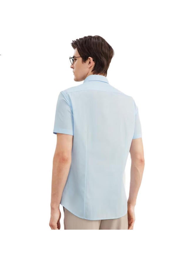 G2000 Men'S Cotton Blend Skin-Friendly Pinstripe Short Sleeve Shirt 41131982G2 Blue 03 - Image 1