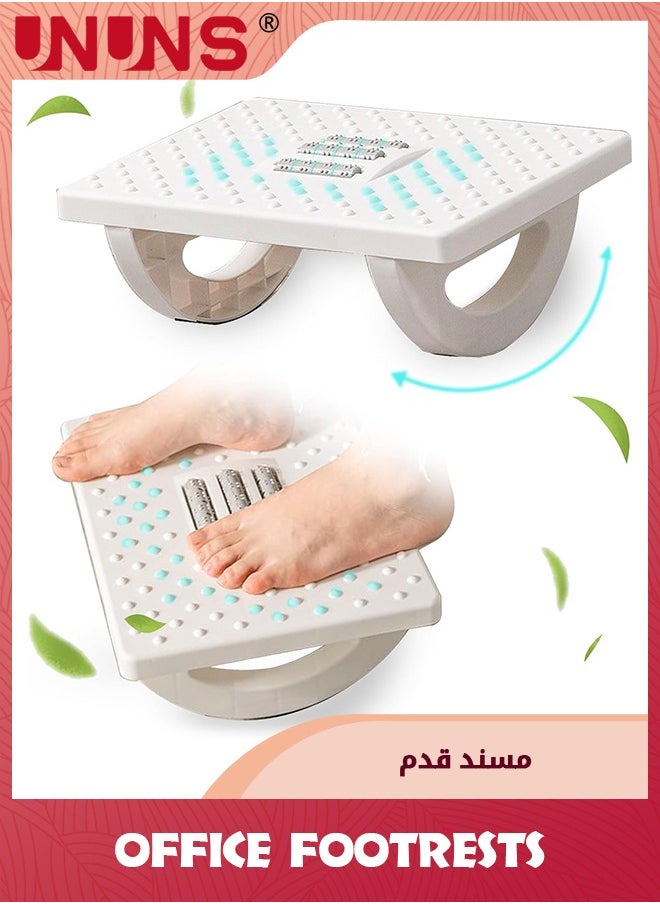 UNUNS Foot Rest For Under Desk,Rocking Foot Stool Footrest,Ergonomic Footrest For Office Chair With Massage Surface,Foot Stool For Office Chair Home Travel,White  - Image 1
